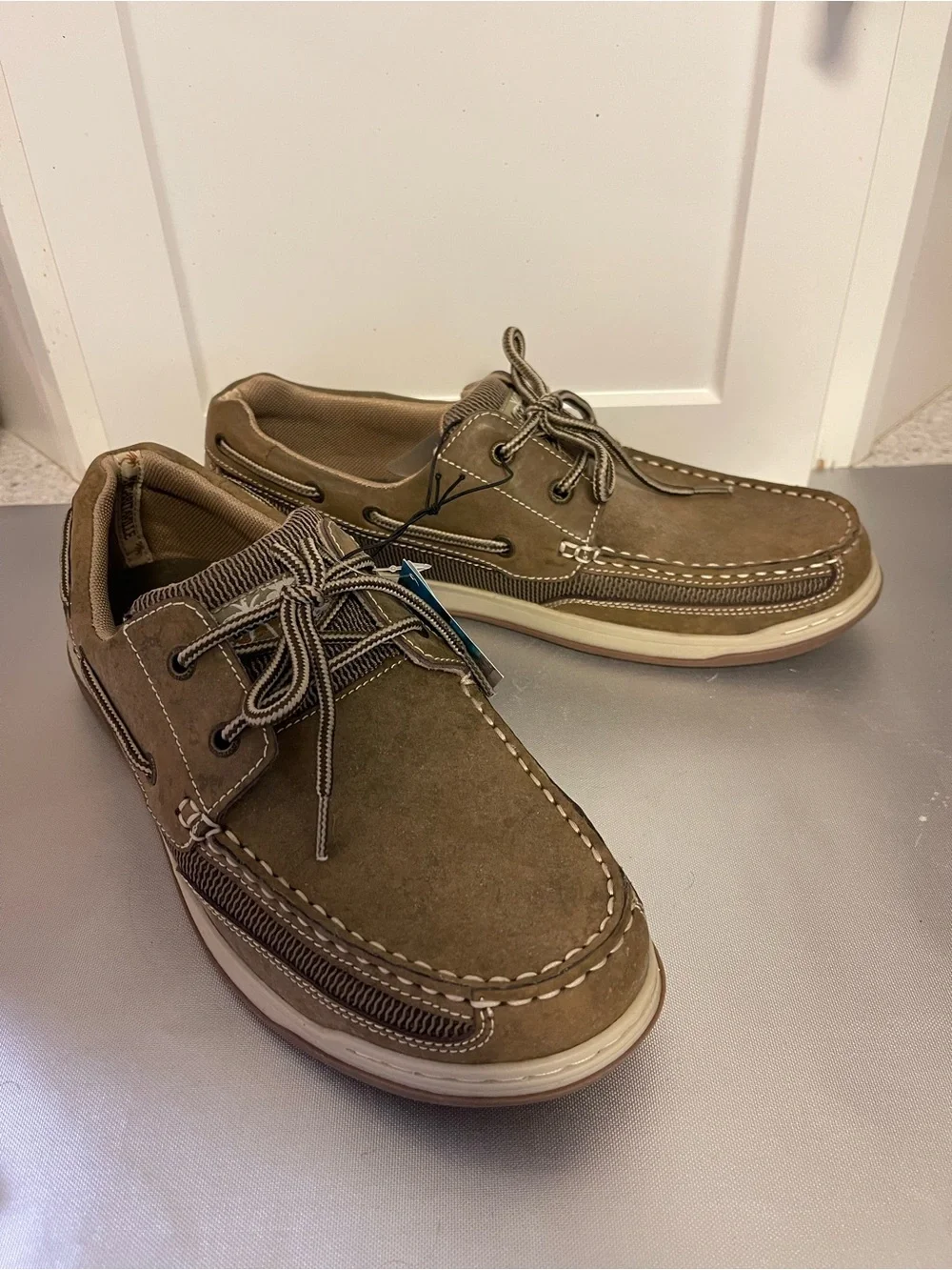 Margaritaville Soles of the Tropics Men's  Brown Leather Boat Shoes  Sz 11.5
